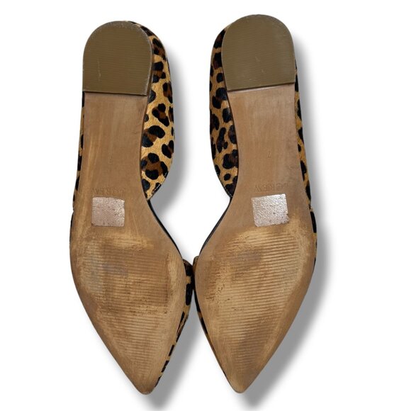 J. CREW Zoe D’Orsay Flats Sz 7 Calf Hair Leopard Print Pointed Toe Ballet Flat - Picture 8 of 9